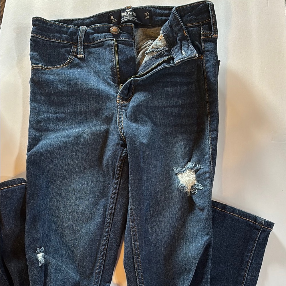 Hollister Blue Skinny Jeans with Distressed Details